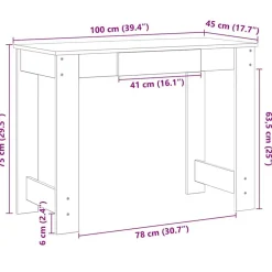 vidaXL Mobiliario De Oficina-Escritorio de madera contrachapada gris hormigón 100x45x75 cm