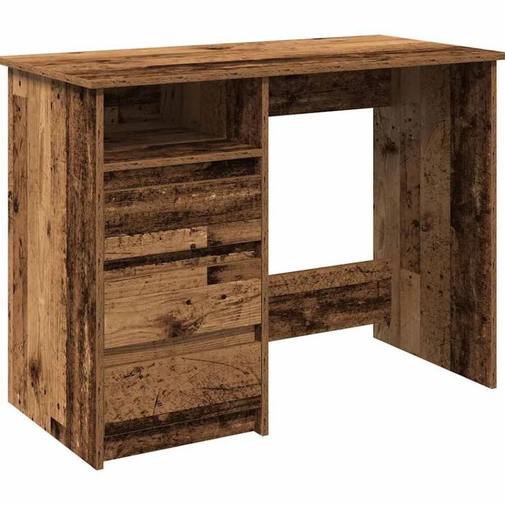 vidaXL Escritorio de madera de ingeniería madera vieja 102x50x75 cm Madera antigua Hot