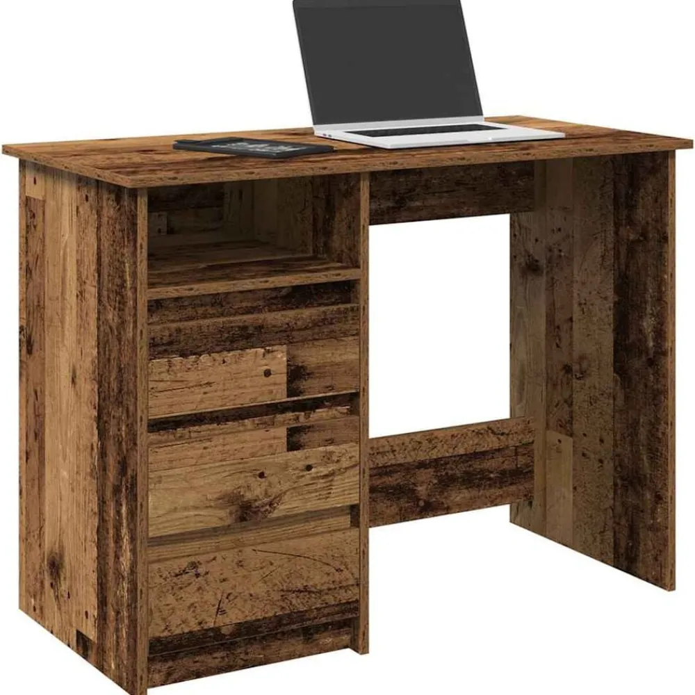 vidaXL Escritorio de madera de ingeniería madera vieja 102x50x75 cm Madera antigua Hot
