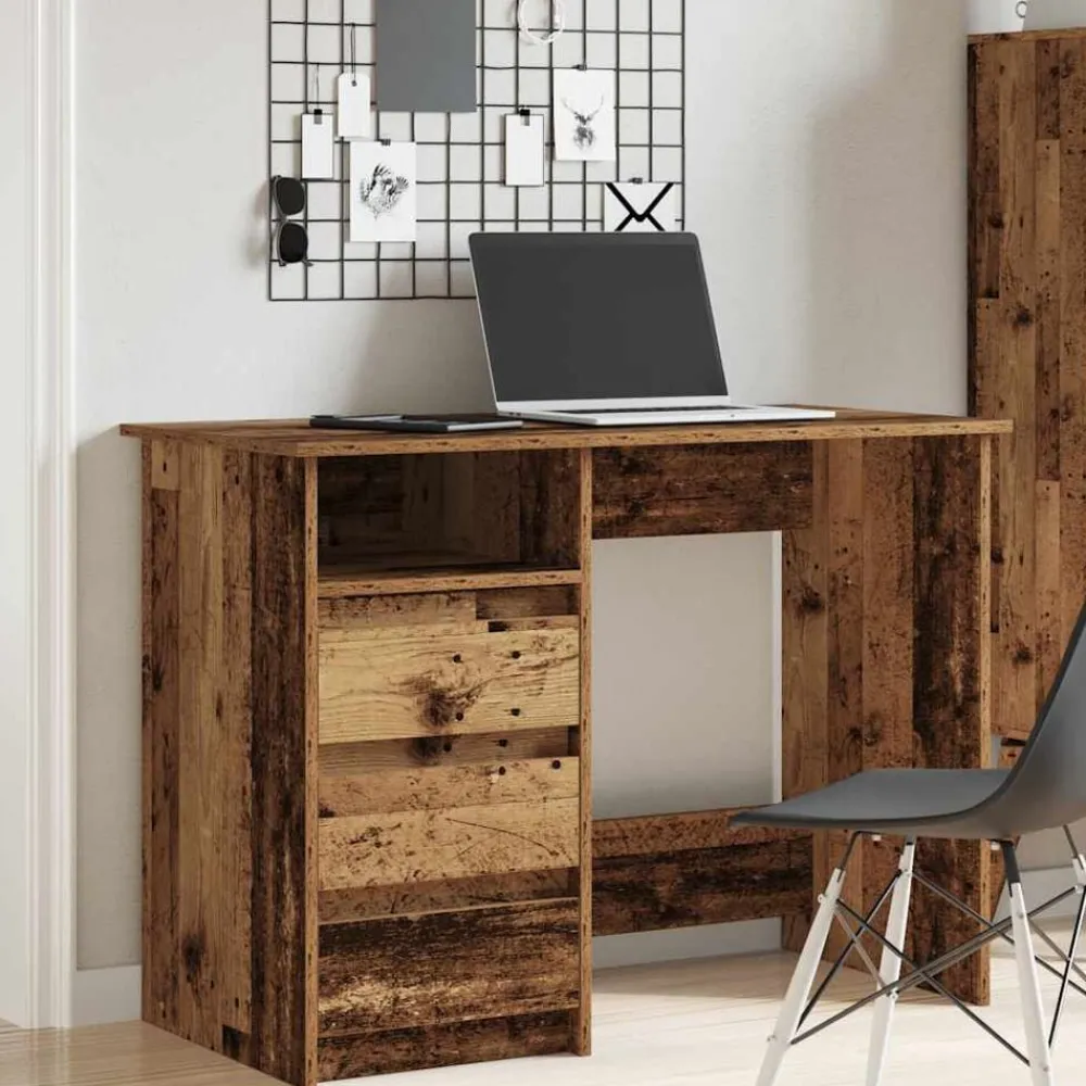 vidaXL Escritorio de madera de ingeniería madera vieja 102x50x75 cm Madera antigua Hot