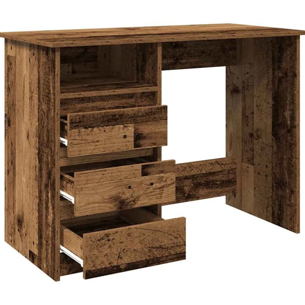 vidaXL Escritorio de madera de ingeniería madera vieja 102x50x75 cm Madera antigua Hot