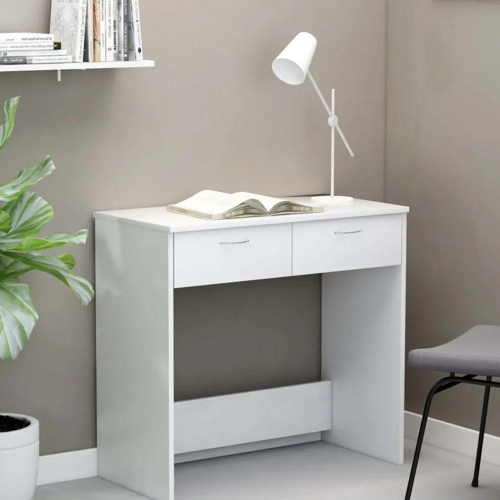 vidaXL Escritorio de madera contrachapada 80x40x75 cm Blanco Clearance