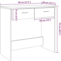 vidaXL Mobiliario De Oficina-Escritorio de madera de ingeniería roble artisian 80x40x75 cm