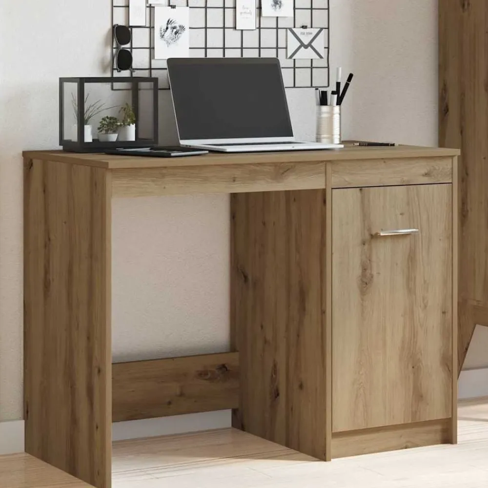 vidaXL Escritorio de madera de ingeniería 100x50x76 cm Roble artisan Outlet
