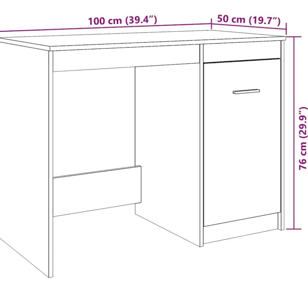 vidaXL Escritorio de madera de ingeniería 100x50x76 cm Roble artisan Outlet