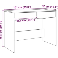 vidaXL Mobiliario De Oficina-Escritorio de madera de ingeniería 101x50x76,5 cm