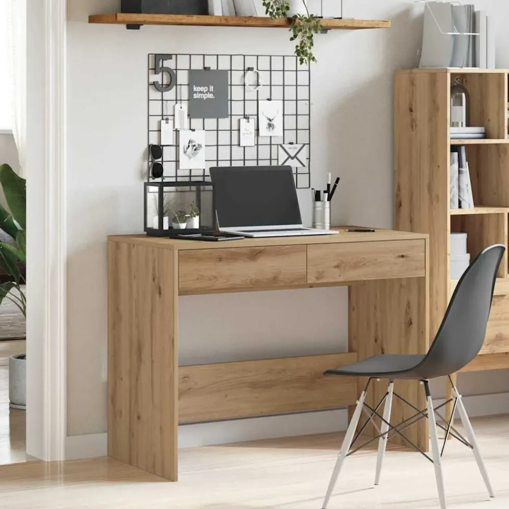 vidaXL Mobiliario De Oficina-Escritorio de madera de ingeniería 101x50x76,5 cm