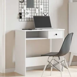 vidaXL Escritorio de madera contrachapada 80x40x75 cm Blanco Outlet