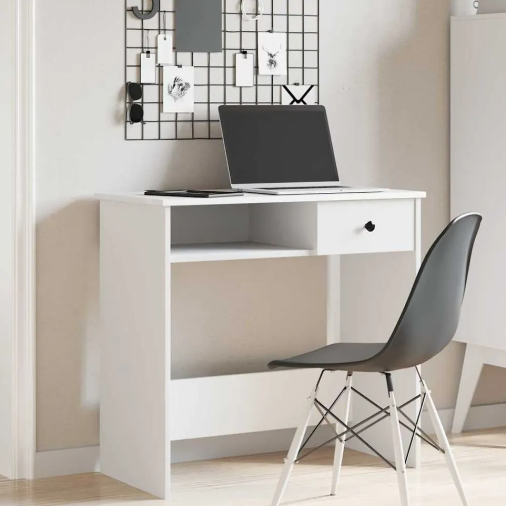 vidaXL Escritorio de madera contrachapada 80x40x75 cm Blanco Outlet