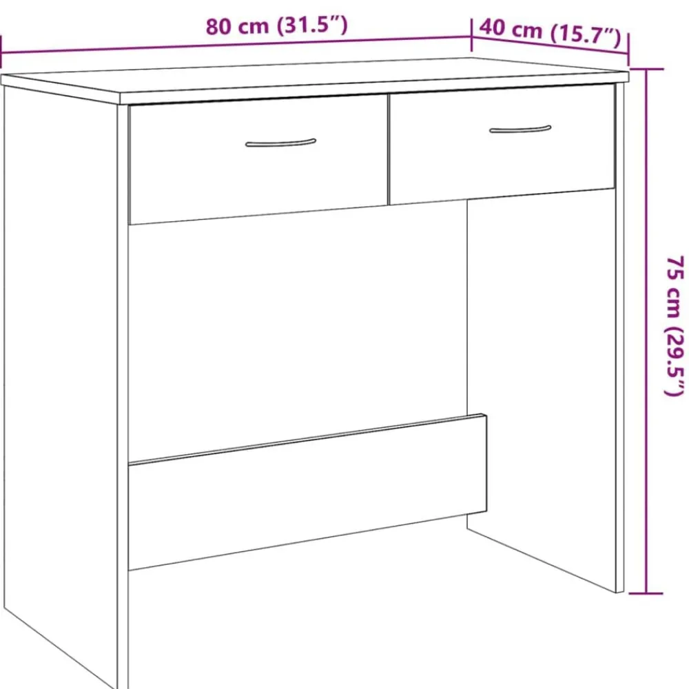 vidaXL Escritorio de madera ingeniería madera envejecida 80x40x75 cm Madera antigua Discount