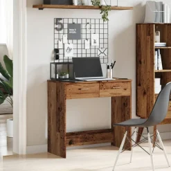 vidaXL Escritorio de madera ingeniería madera envejecida 80x40x75 cm Madera antigua Discount