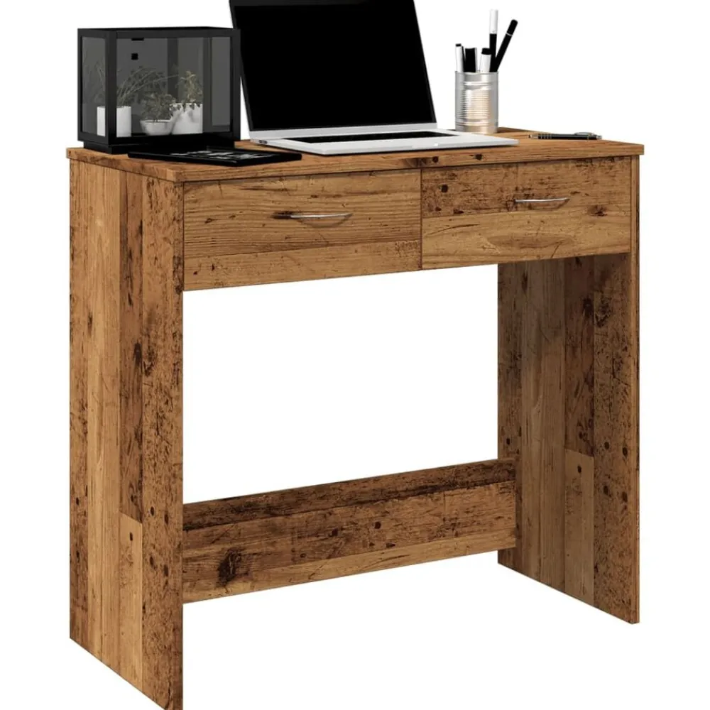 vidaXL Escritorio de madera ingeniería madera envejecida 80x40x75 cm Madera antigua Discount