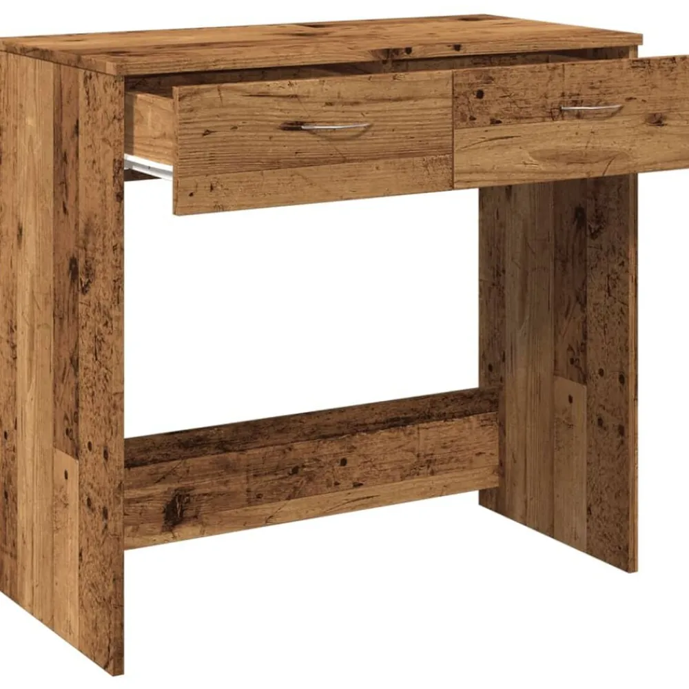 vidaXL Escritorio de madera ingeniería madera envejecida 80x40x75 cm Madera antigua Discount
