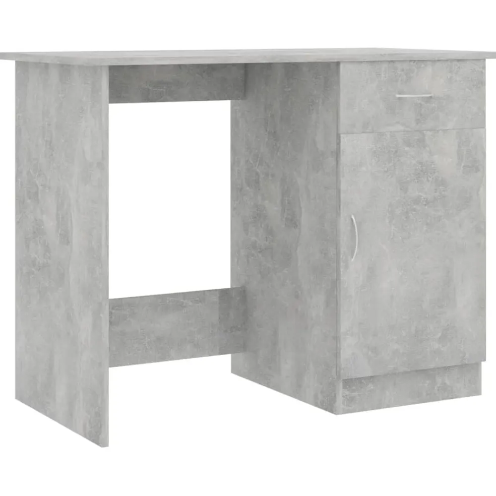 vidaXL Escritorio de madera contrachapada gris hormigón 100x50x76 cm Gris hormigón Online