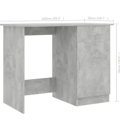 vidaXL Escritorio de madera contrachapada gris hormigón 100x50x76 cm Gris hormigón Online
