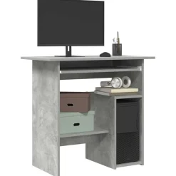 vidaXL Escritorio de madera contrachapada gris hormigón 80x45x74 cm Gris hormig&oacute;n