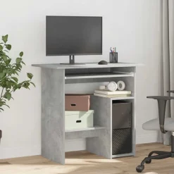 vidaXL Escritorio de madera contrachapada gris hormigón 80x45x74 cm Gris hormigón