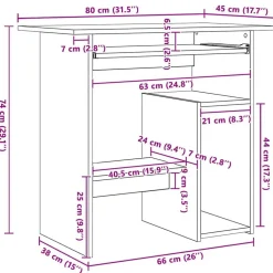 vidaXL Escritorio de madera contrachapada gris hormigón 80x45x74 cm Gris hormigón