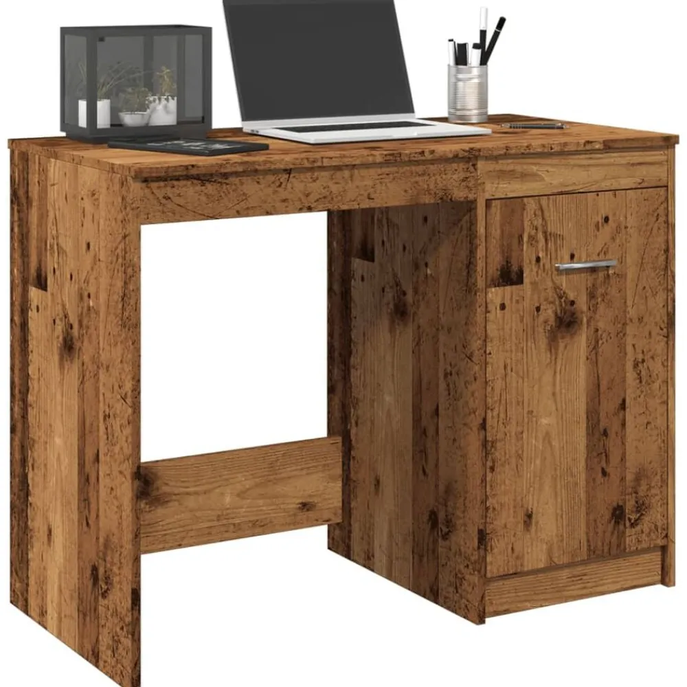 vidaXL Escritorio de madera de ingeniería envejecida 100x50x76 cm Madera antigua Sale
