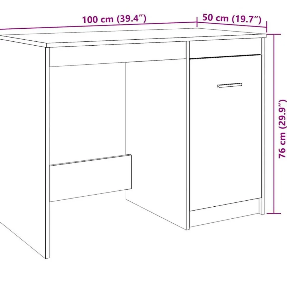 vidaXL Escritorio de madera de ingeniería envejecida 100x50x76 cm Madera antigua Sale