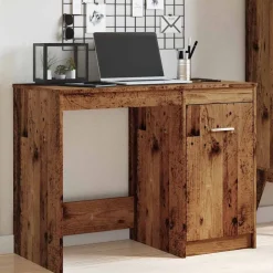 vidaXL Escritorio de madera de ingeniería envejecida 100x50x76 cm Madera antigua Sale