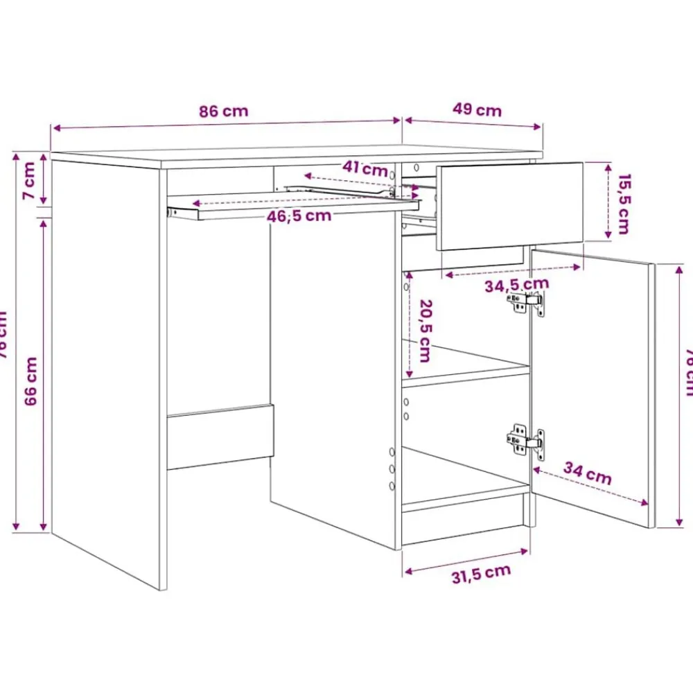 vidaXL Escritorio de madera vieja 86x49x76 cm Madera de ingeniería Madera antigua Online