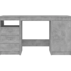 vidaXL Mobiliario De Oficina-Escritorio de madera de ingeniería gris hormigón 140x50x76 cm