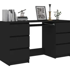 vidaXL Escritorio de madera contrachapada 140x50x77 cm Negro Best