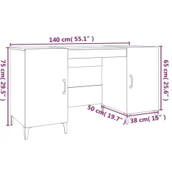 vidaXL Mobiliario De Oficina-Escritorio de madera contrachapada 140x50x75 cm