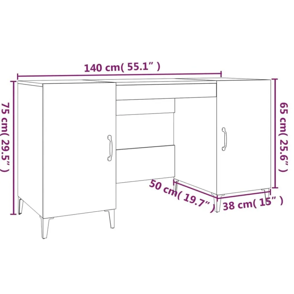 vidaXL Mobiliario De Oficina-Escritorio de madera contrachapada 140x50x75 cm