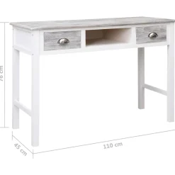 vidaXL Escritorio de madera gris 110x45x76 cm Blanco y gris Outlet