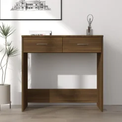 vidaXL Escritorio de madera de ingeniería roble marrón 80x40x75 cm Marr&oacute;n roble Hot