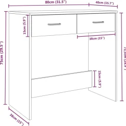 vidaXL Escritorio de madera de ingeniería roble marrón 80x40x75 cm Marr&oacute;n roble Hot