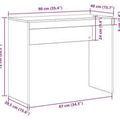 vidaXL Mobiliario De Oficina-Escritorio de madera contrachapada madera envejecida 90x40x72cm