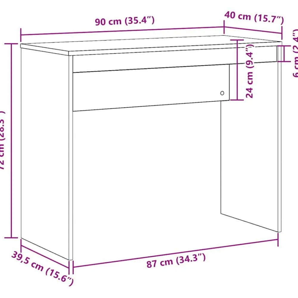 vidaXL Mobiliario De Oficina-Escritorio de madera contrachapada madera envejecida 90x40x72cm