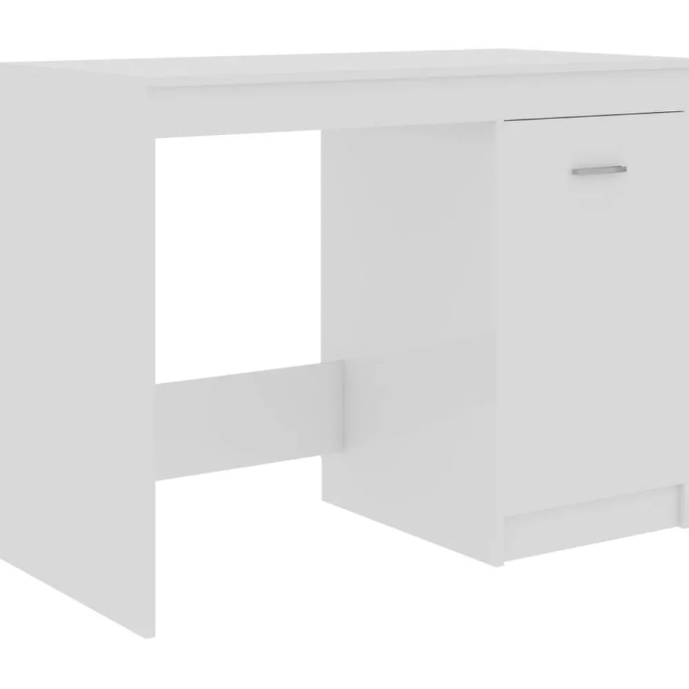 vidaXL Mobiliario De Oficina-Escritorio de madera contrachapada blanco brillo 100x50x76 cm