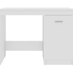 vidaXL Mobiliario De Oficina-Escritorio de madera contrachapada blanco brillo 100x50x76 cm