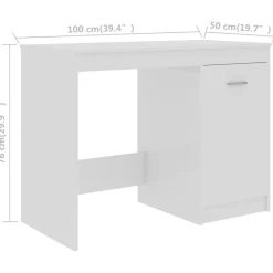 vidaXL Mobiliario De Oficina-Escritorio de madera contrachapada blanco brillo 100x50x76 cm