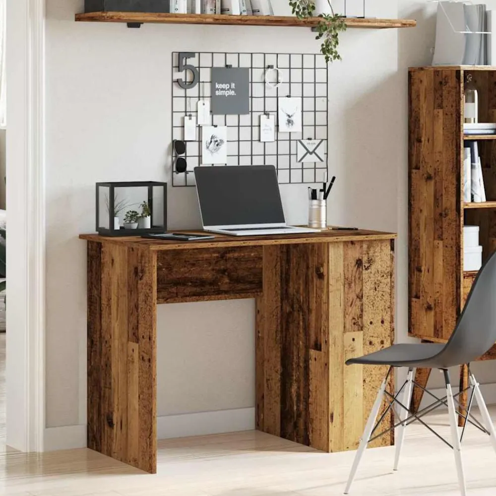 vidaXL Mobiliario De Oficina-Escritorio de madera de ingeniería envejecida 100x55x75 cm