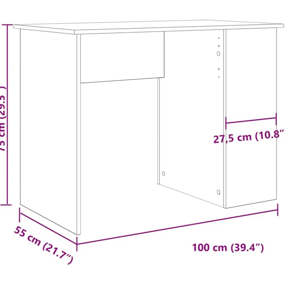 vidaXL Mobiliario De Oficina-Escritorio de madera de ingeniería envejecida 100x55x75 cm