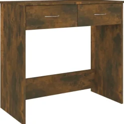 vidaXL Escritorio de madera contrachapada 80x40x75 cm Roble ahumado