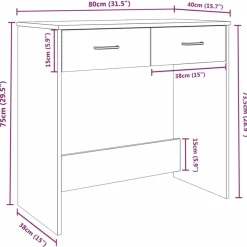vidaXL Escritorio de madera contrachapada 80x40x75 cm Roble ahumado