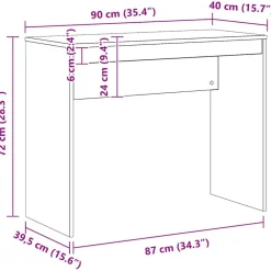 vidaXL Mobiliario De Oficina-Escritorio de madera de ingeniería 90x40x72 cm