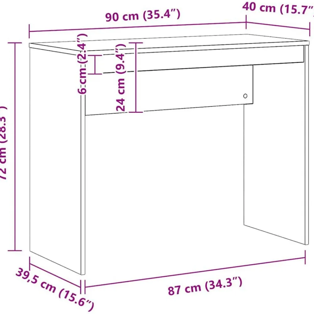 vidaXL Mobiliario De Oficina-Escritorio de madera de ingeniería 90x40x72 cm