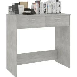 vidaXL Mobiliario De Oficina-Escritorio de madera contrachapada gris hormigón 80x40x75 cm