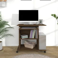 vidaXL Mobiliario De Oficina-Escritorio de madera contrachapada roble ahumado 80x50x75 cm