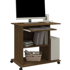 vidaXL Mobiliario De Oficina-Escritorio de madera contrachapada roble ahumado 80x50x75 cm