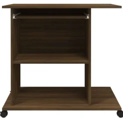 vidaXL Mobiliario De Oficina-Escritorio de madera contrachapada roble ahumado 80x50x75 cm