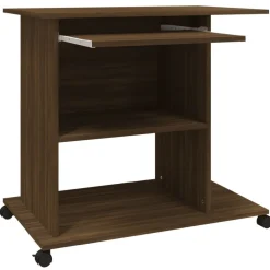 vidaXL Mobiliario De Oficina-Escritorio de madera contrachapada roble ahumado 80x50x75 cm