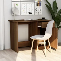 vidaXL Escritorio de madera contrachapada marrón roble 100x50x76 cm Marr&oacute;n roble Clearance